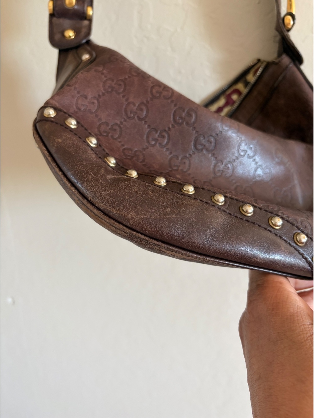 🔥 SALE TODAY 🔥 Gucci guccissima leather studded Pelham hobo - Picture 6 of 9